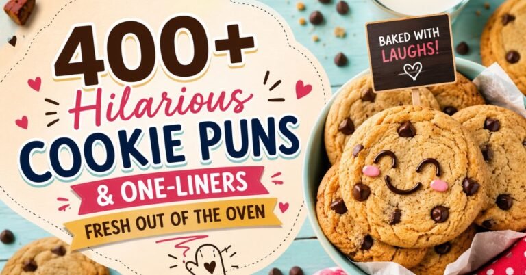 Freshly baked chocolate chip cookies with playful details, representing hilarious cookie puns and one-liners.