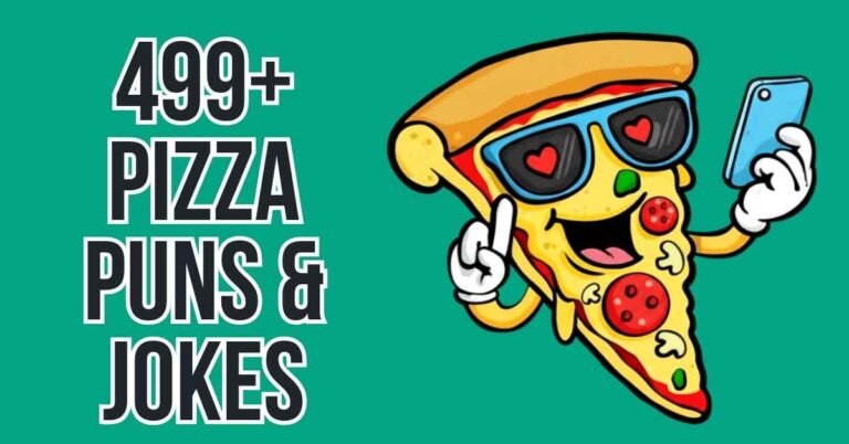 499+ pizza puns and jokes featuring a fun cartoon pizza character