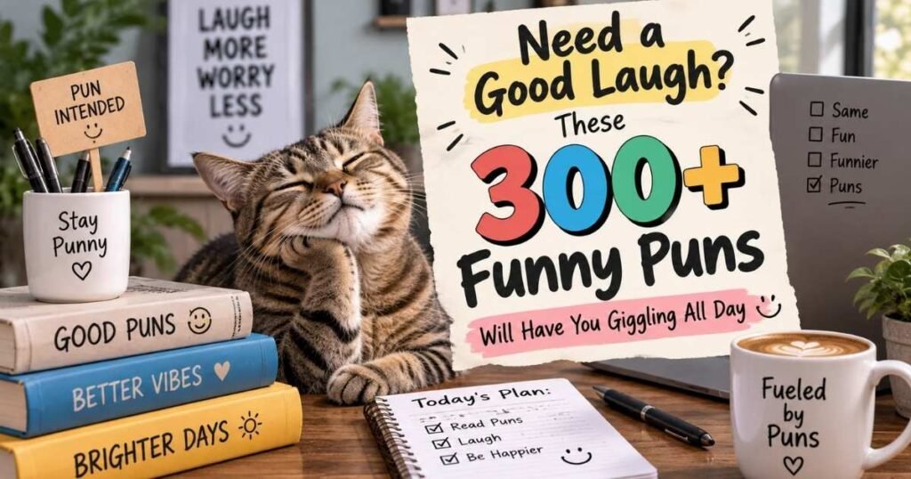 300+ funny pun jokes for a good laugh, featuring playful wordplay and humorous puns