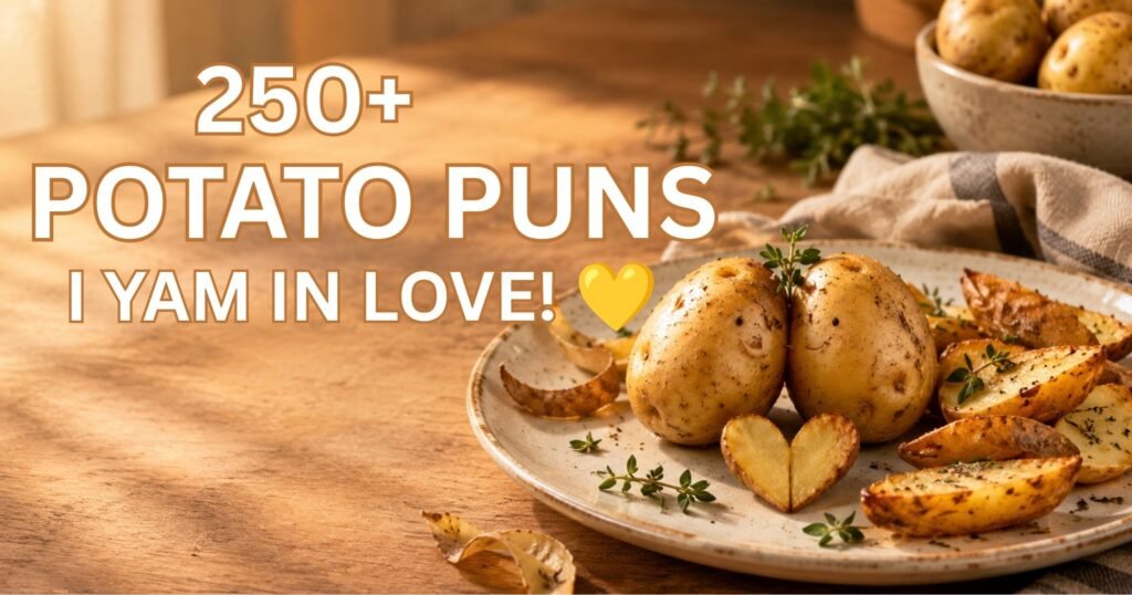 250+ flirty potato puns and funny potato jokes with playful potato-themed food photography