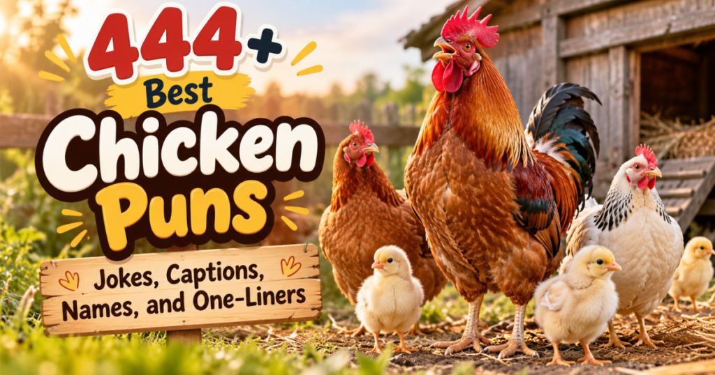 444+ best chicken puns one-liners, jokes, captions, names, with a rooster, hens, and chicks